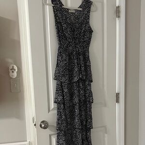 Chic Black and White Polka Dot Maxi Dress